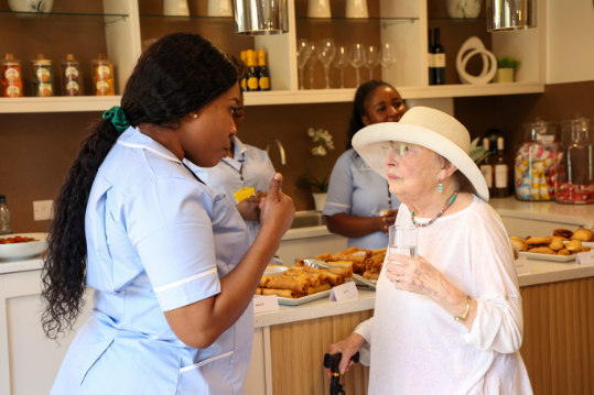 Resident and Carer speaking at Willowmere Care Centre